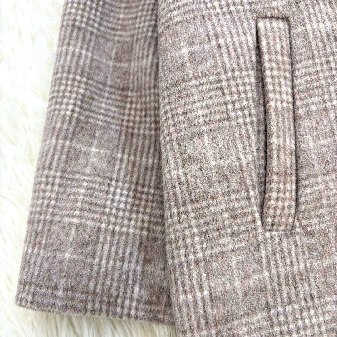 新品　COHINA コヒナ ミドル丈チェックコート F ウール混 ベージュ系