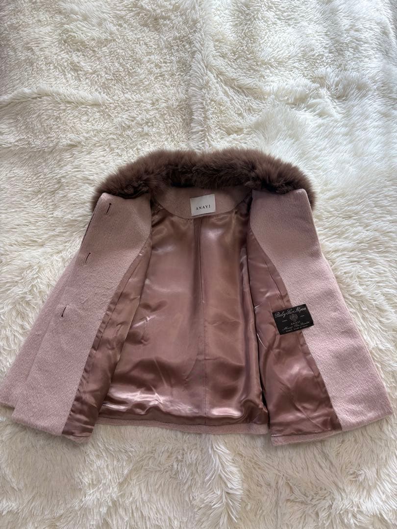 ANAYI アナイ 近年モデル フォックスファーノーカラーアルパカショートコート