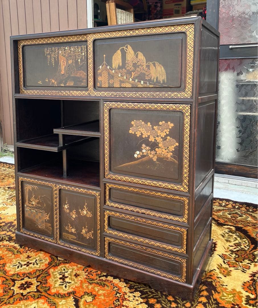 螺鈿 茶棚 茶箪笥 飾り棚 中国 インテリア 年代物 当時物 アンティーク