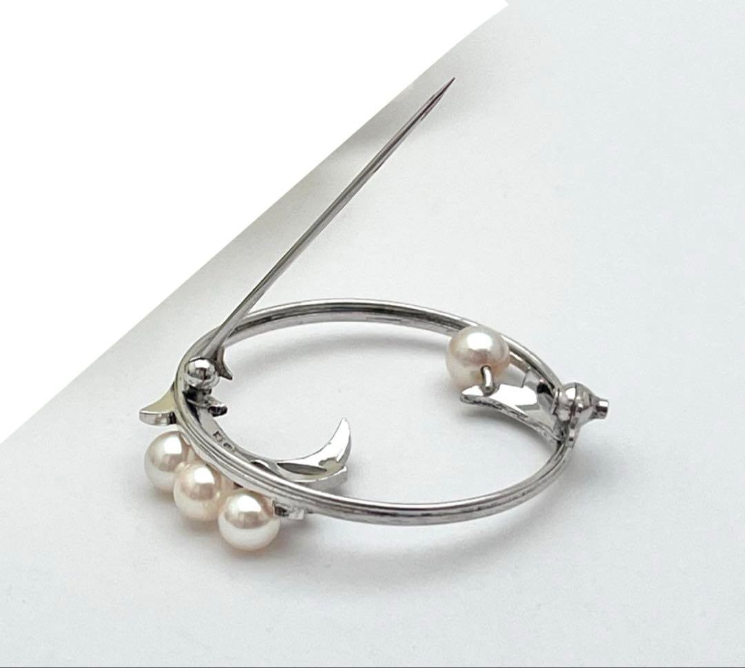 MIKIMOTO サークル　ブローチ　アコヤパール　silver