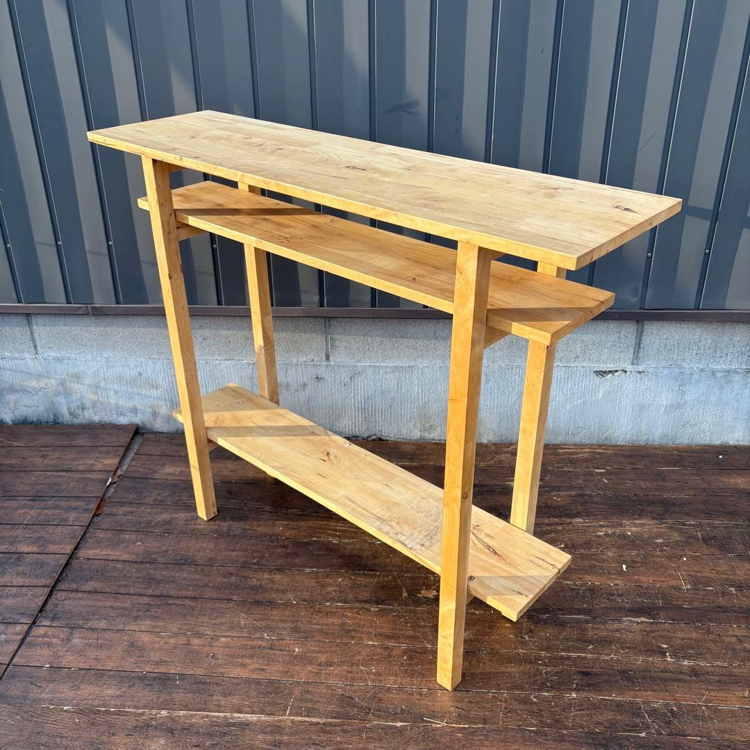 C3 北欧レトロ パイン材 木製カウンターテーブルドレッサー 鏡台スツールセット