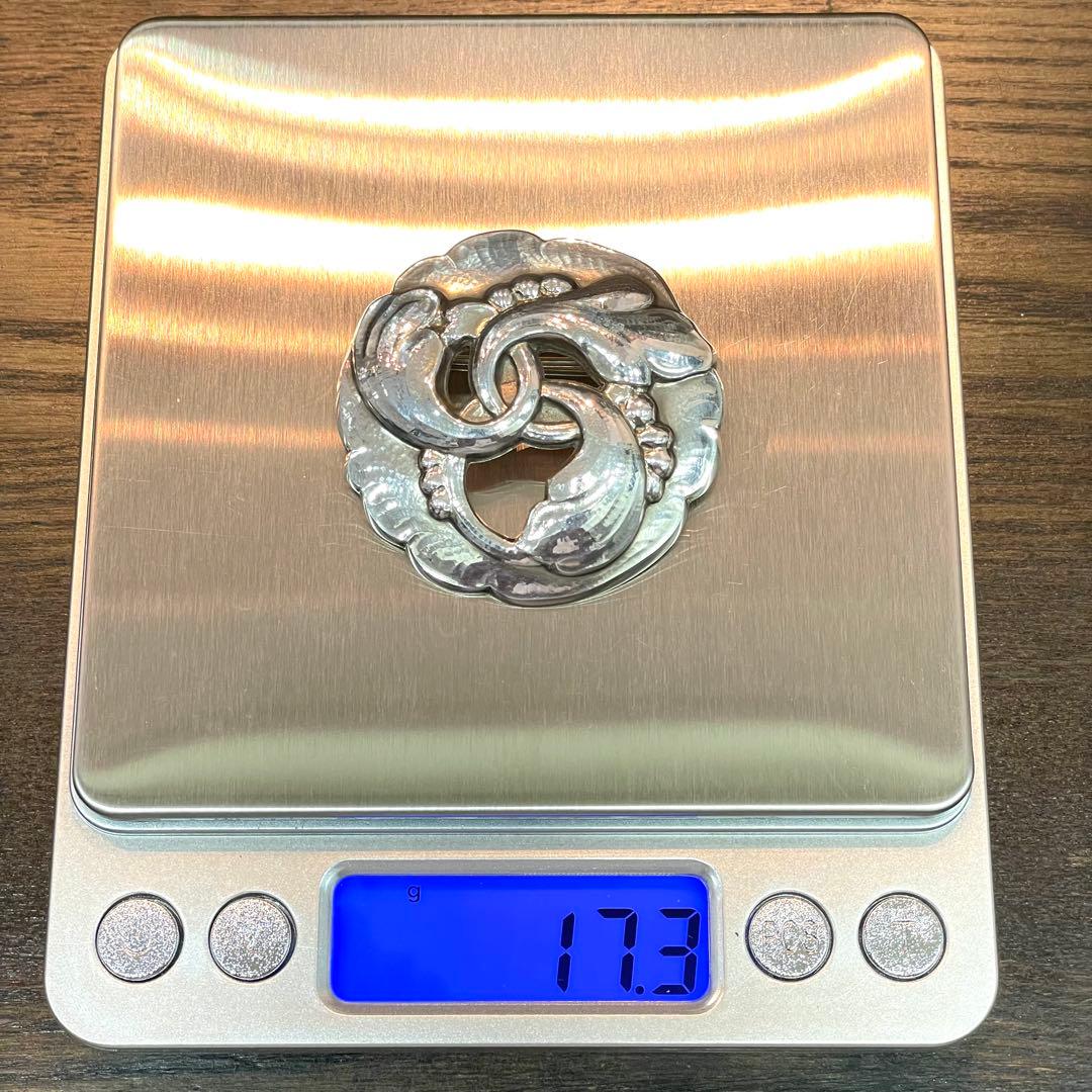 美品 ジョージジェンセン ブローチ 20 リーフ シルバー 925 アンティーク