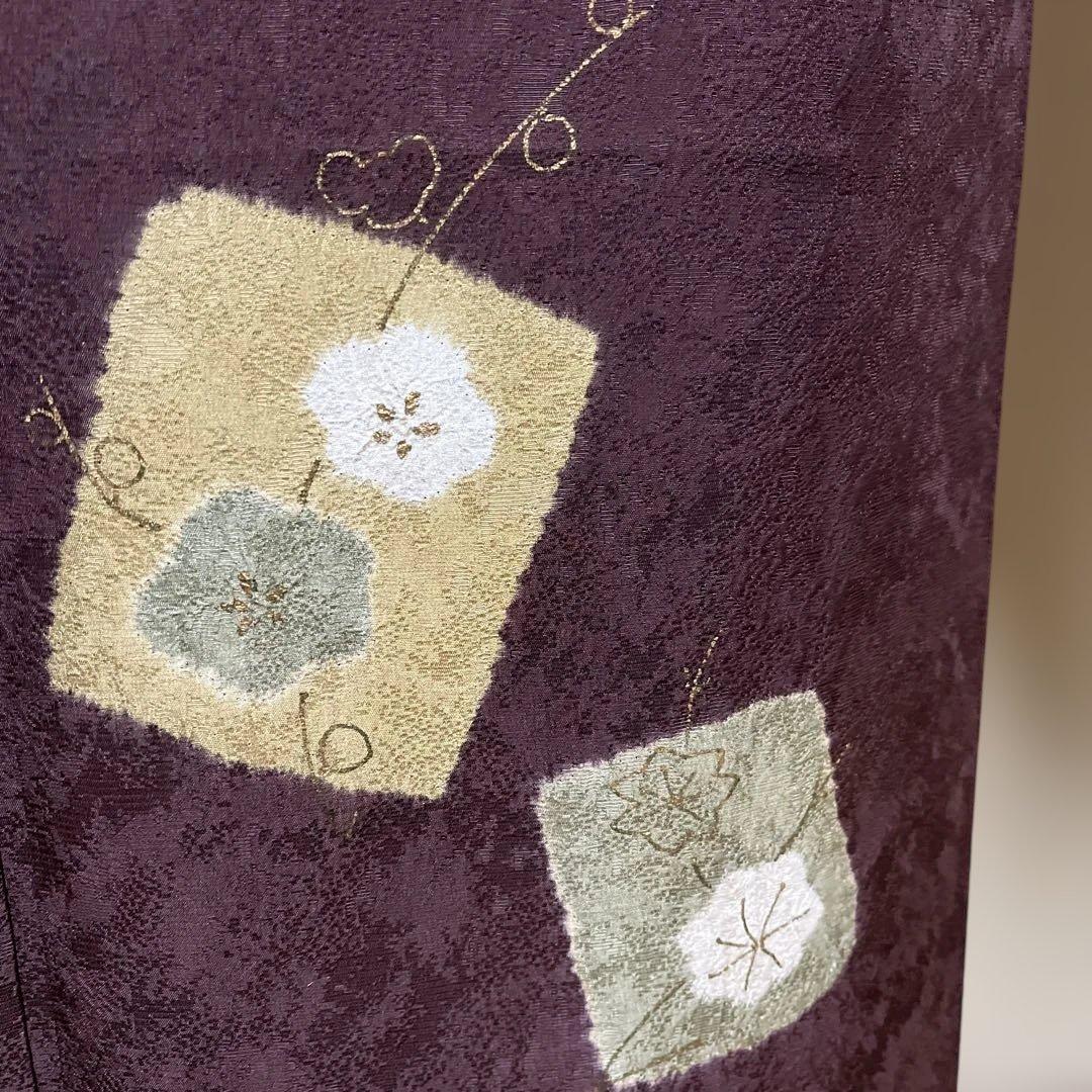 付け下げ訪問着　地模様が綺麗　色紙　茶色　絞り 身丈162裄67.5