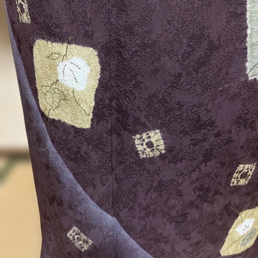 付け下げ訪問着　地模様が綺麗　色紙　茶色　絞り 身丈162裄67.5