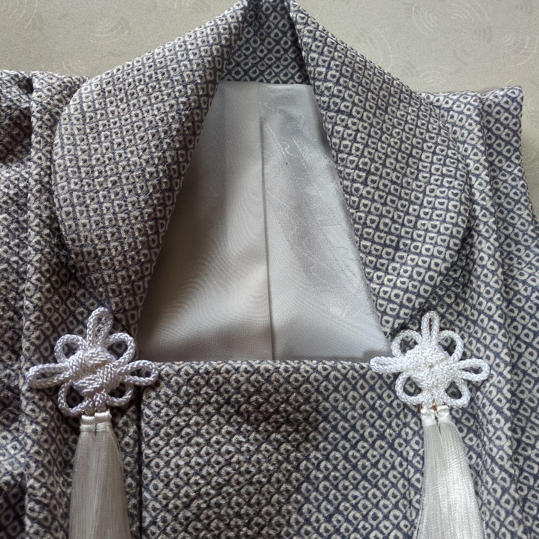 七五三３歳正絹総絞り柄入りの被布（中綿無し）薄グレー