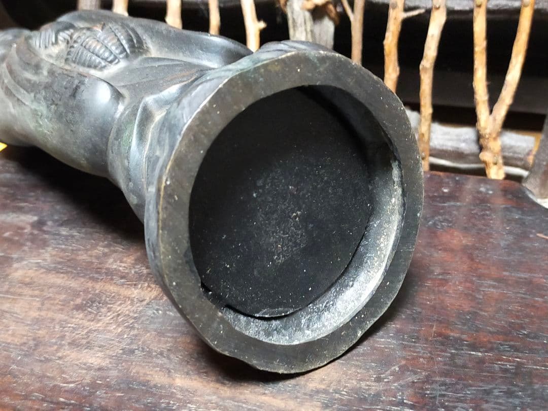 ♥☆彡　とても古い　銅製　観音像　立像　２　観音様　仏像　骨董　中国　レトロ