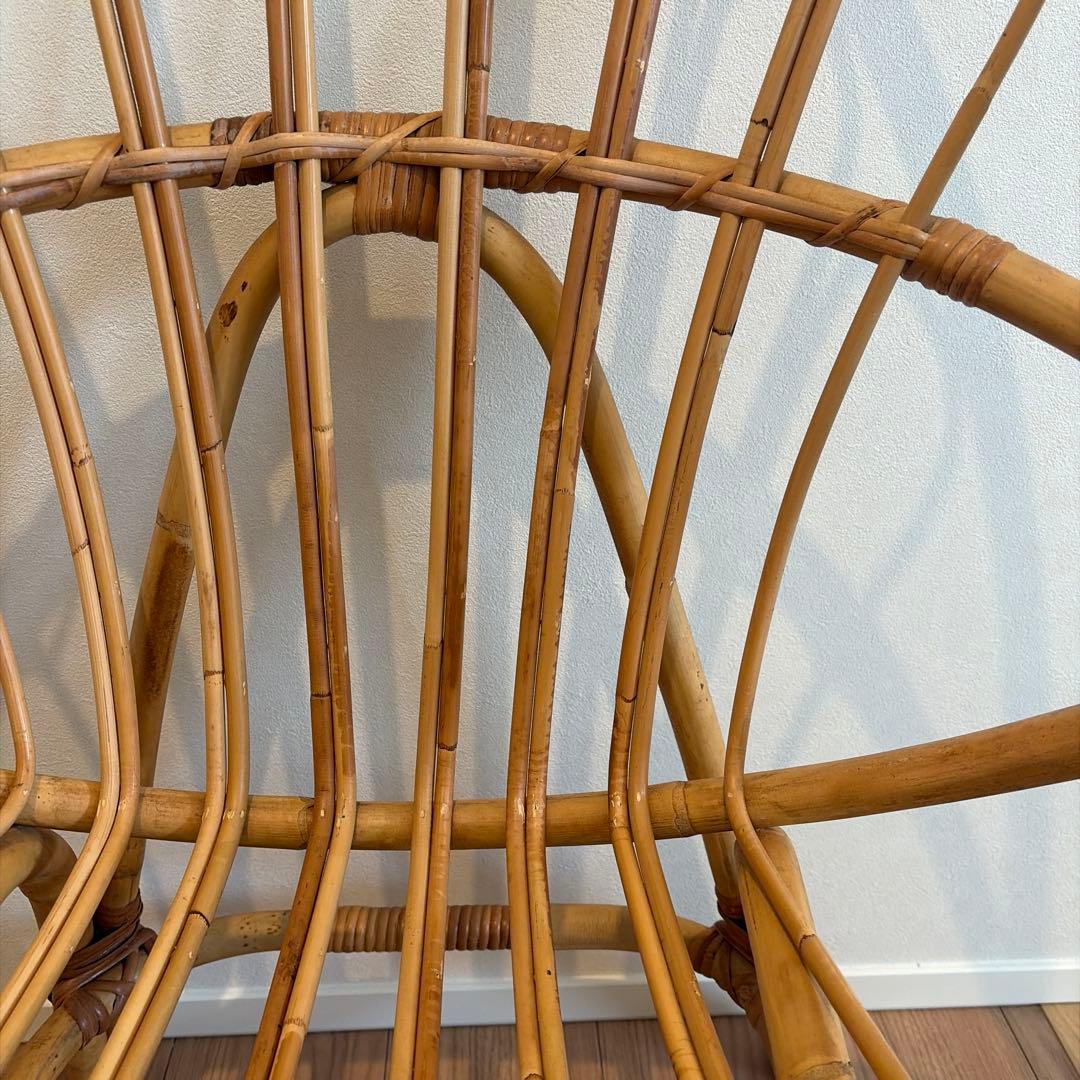 ウニコ　カージュ　 ラタン製オープンチェア 白クッション