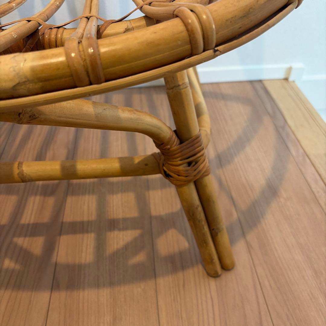 ウニコ　カージュ　 ラタン製オープンチェア 白クッション