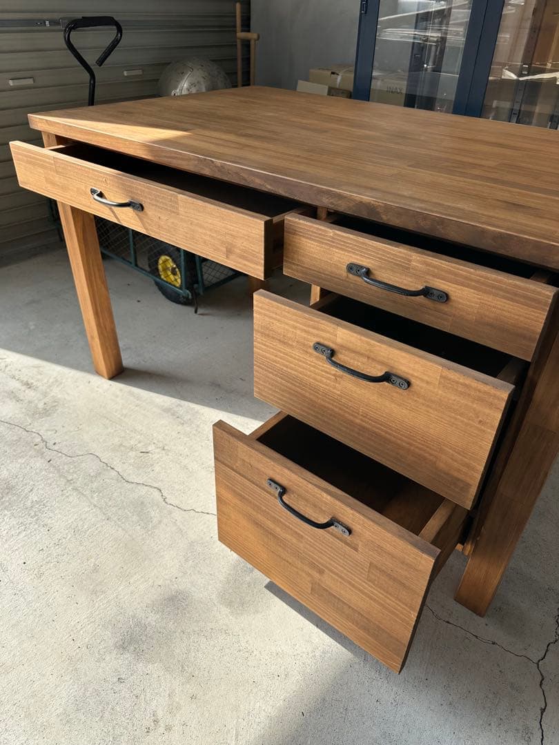 木製デスク 幅120cm 4引き出し