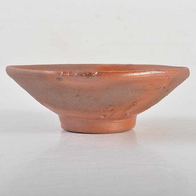 備前焼　人間国宝　藤原雄作　戌字刻　盃　共箱　V　R7063