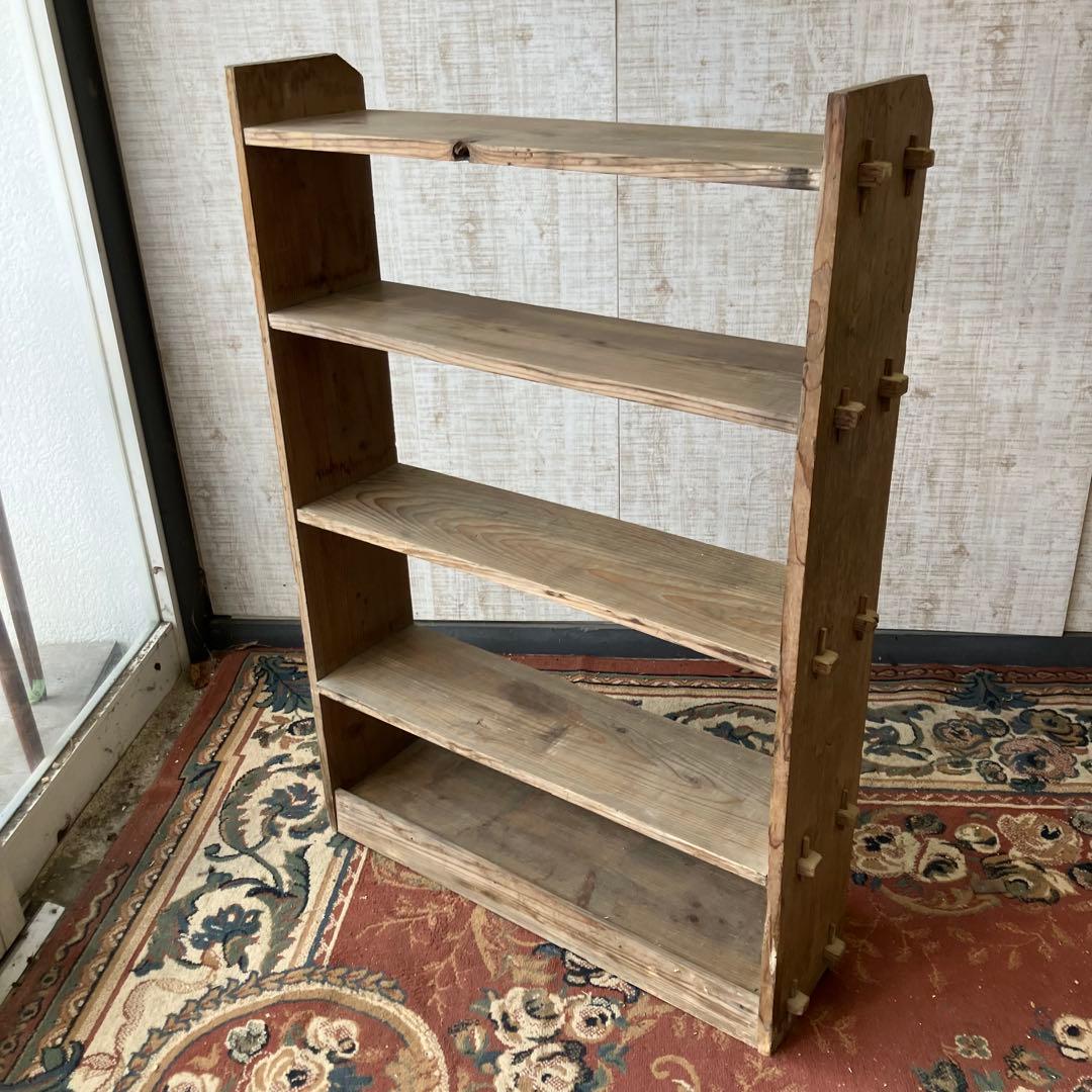 昭和レトロ ミッドセンチュリー くさび型 楔棚 木製飾り棚 オープンラック 本棚