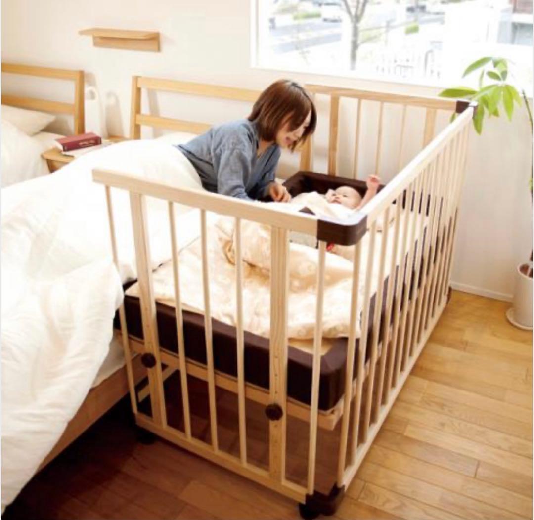 ベッドサイドベッド03 ナチュラル　ファルスカ　サークル　ベビーベッド