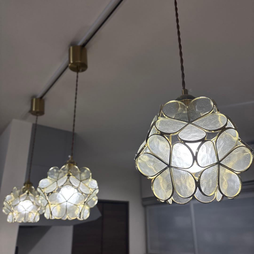 花 フラワー ペンダントライト 3個セット ダクトレール用照明 ガラス