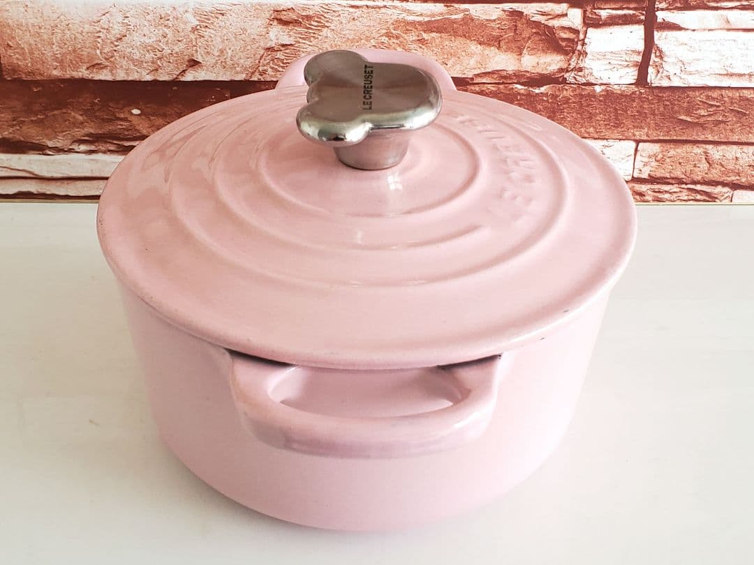 【美品】ル・クルーゼ　ココット・ロンド 　ベアーツマミ&耐熱ツマミ