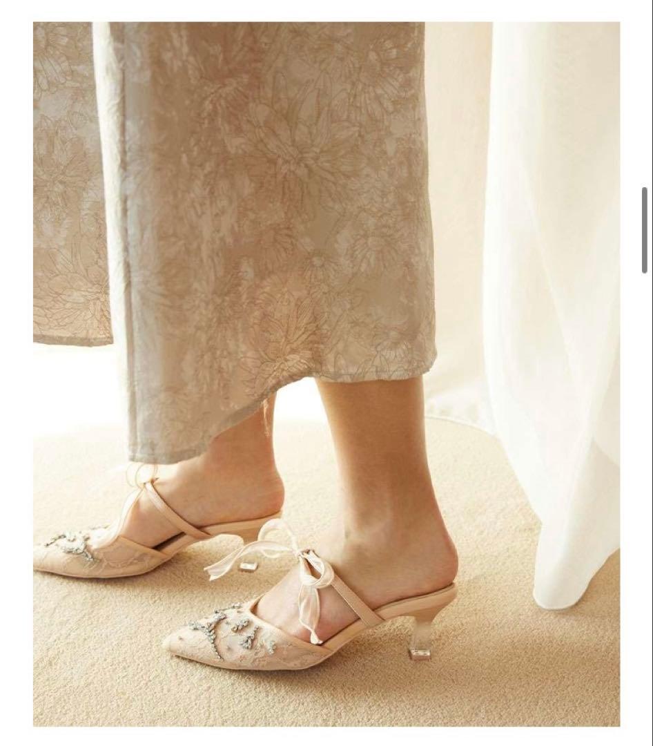 ランダ　RANDA ビーズ　2way ミュール　L ピンク　20th 20周年