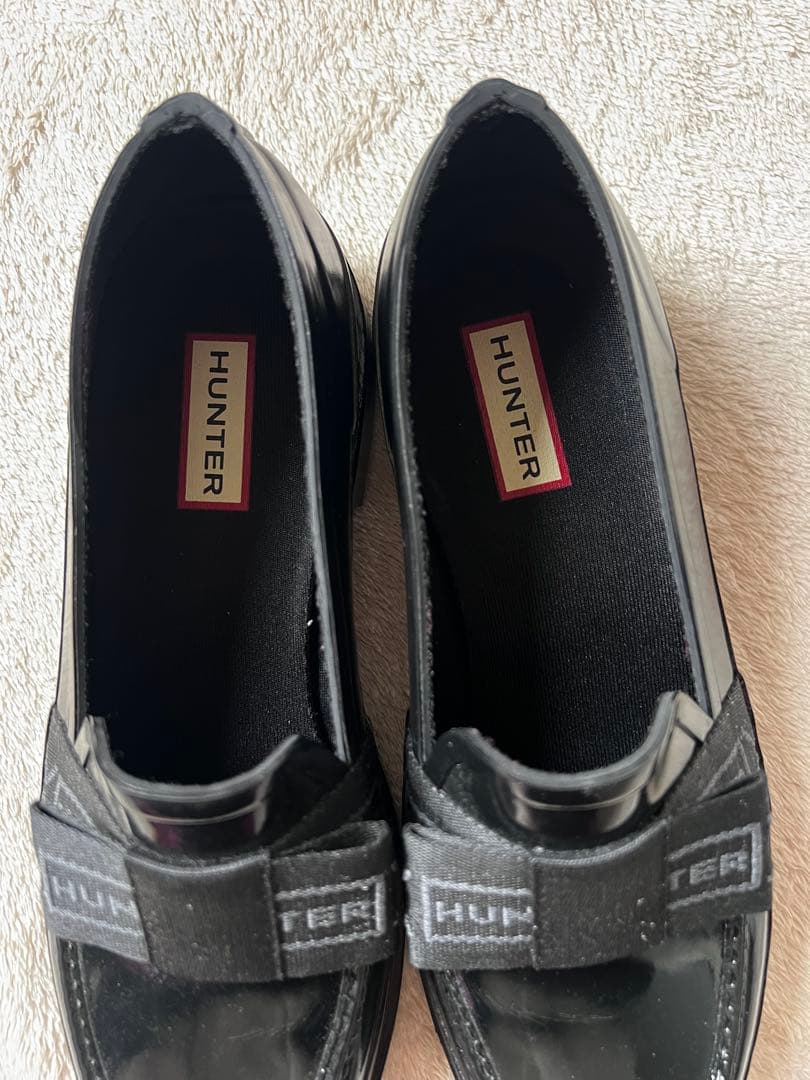 美品 HUNTER ハンター ボウ グロス ペニー レインローファー 24㎝