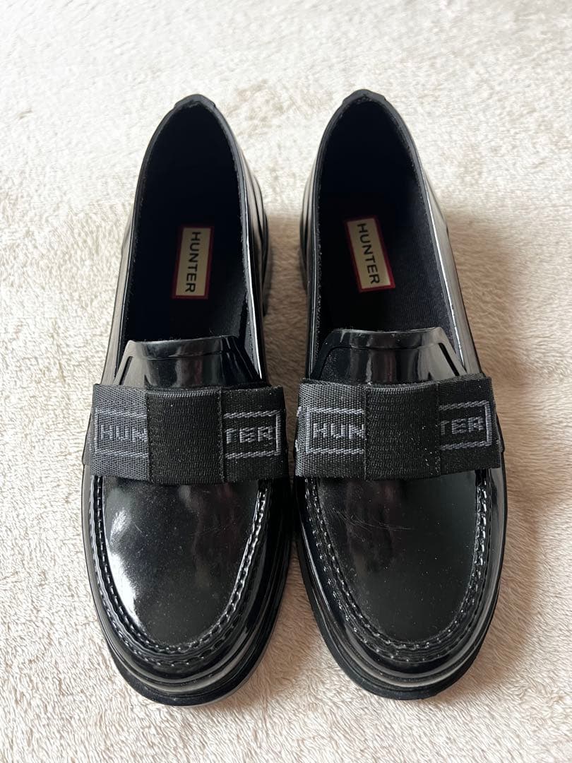 美品 HUNTER ハンター ボウ グロス ペニー レインローファー 24㎝