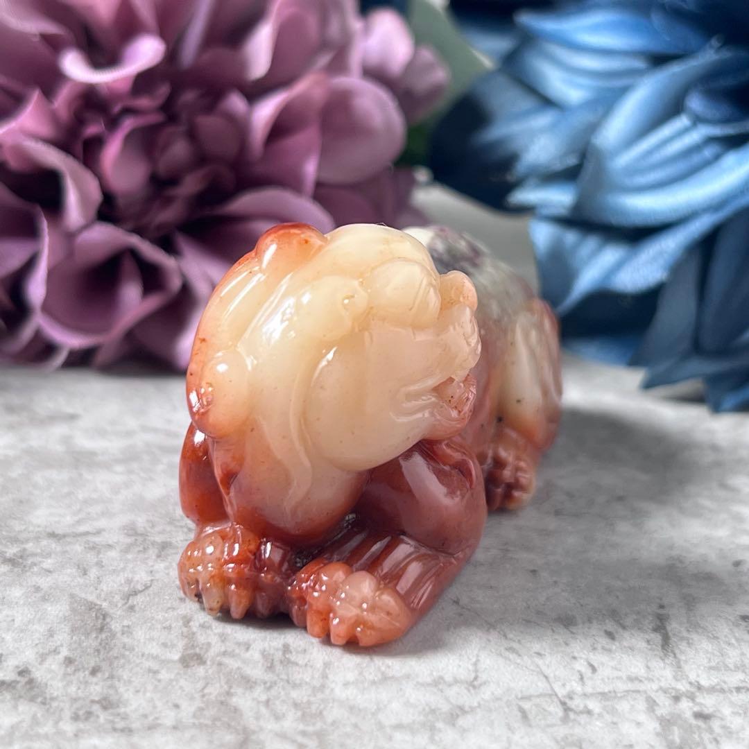 【寿山石】芙蓉獅子吉祥置物