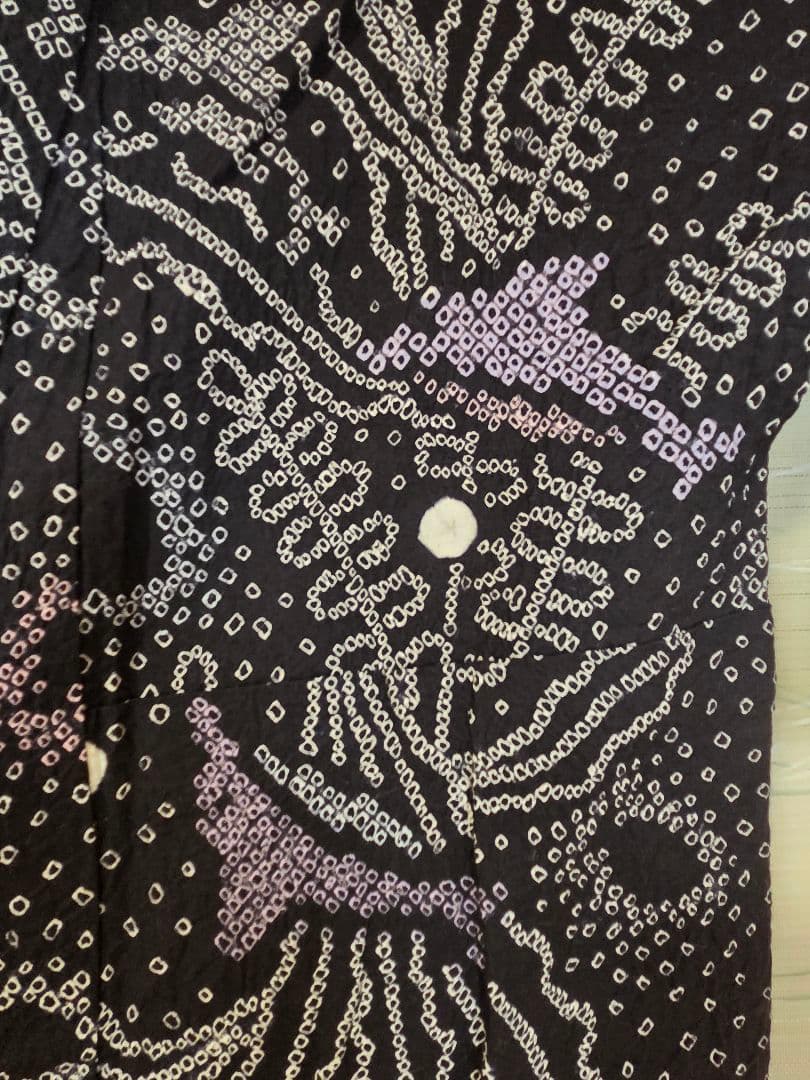 黒地 絞り 浴衣 （M-177）