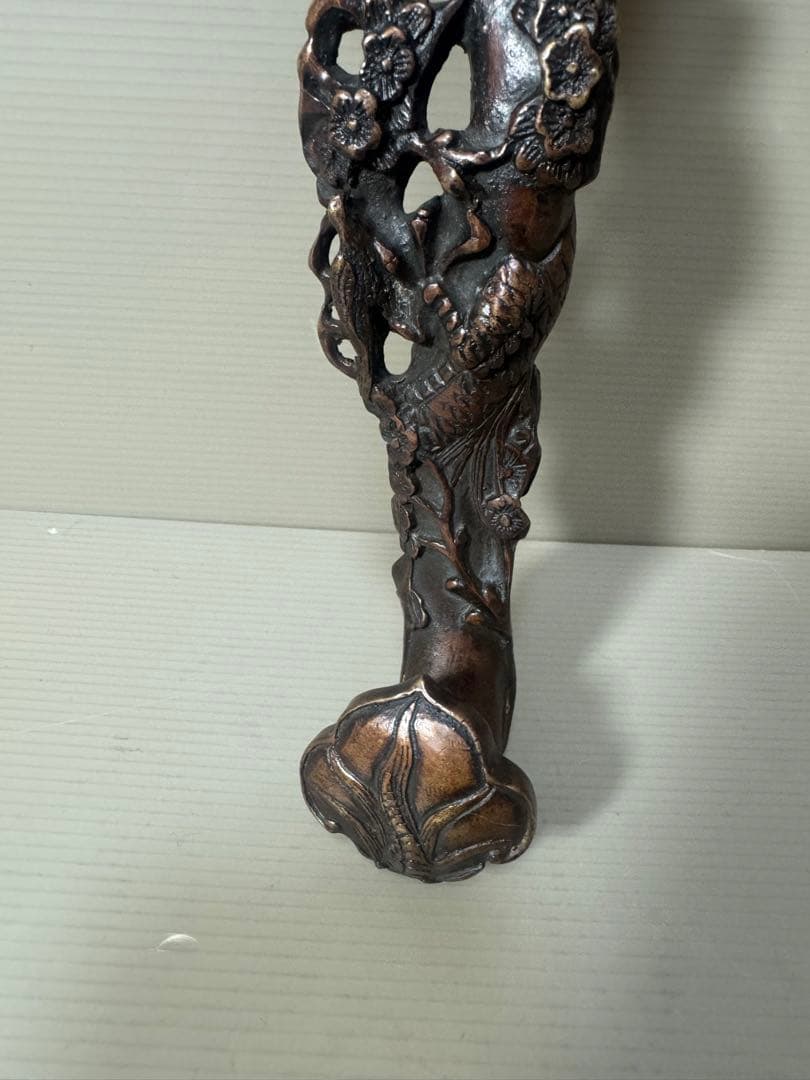 2140  銅製  龍文  如意   細工　置物　時代物