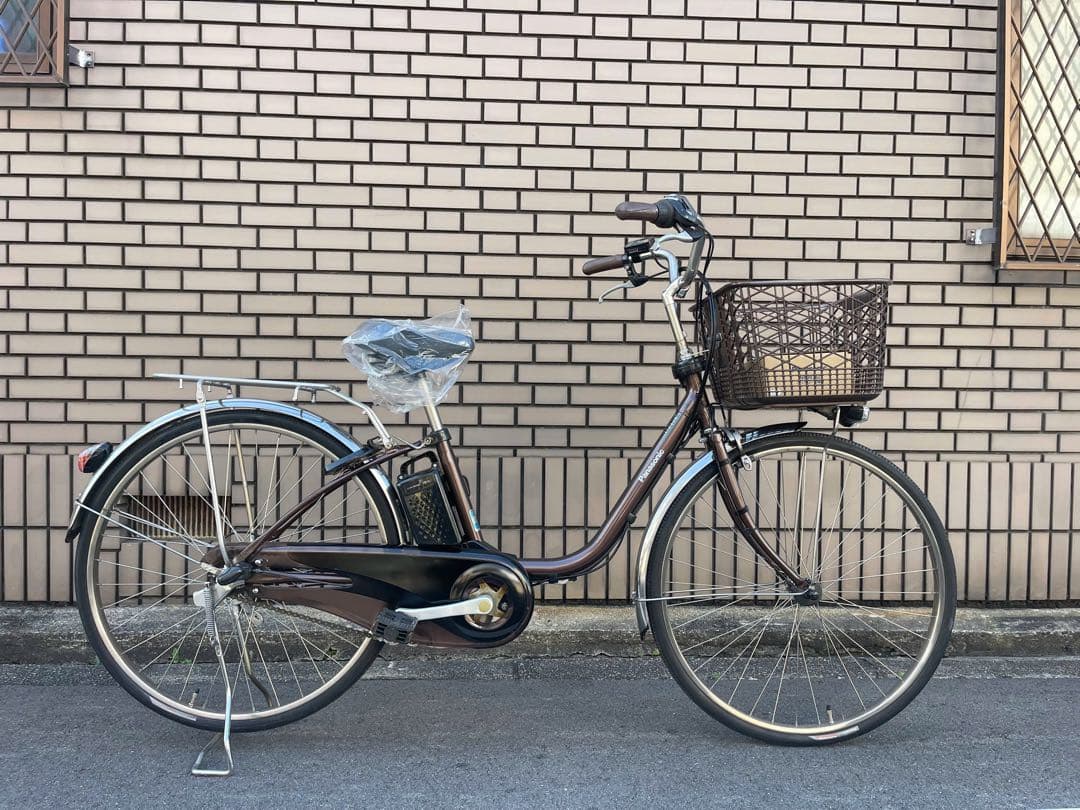 16Ah パナソニック電動アシスト自転車 ブラウン 前カゴ付き