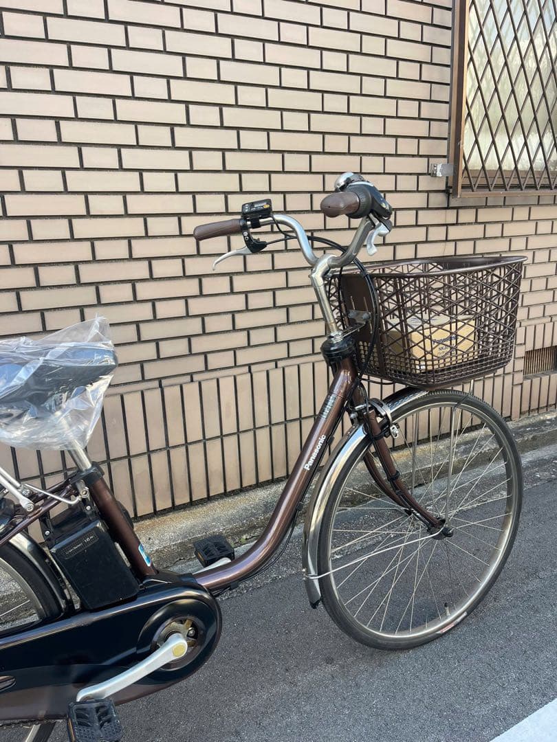 16Ah パナソニック電動アシスト自転車 ブラウン 前カゴ付き