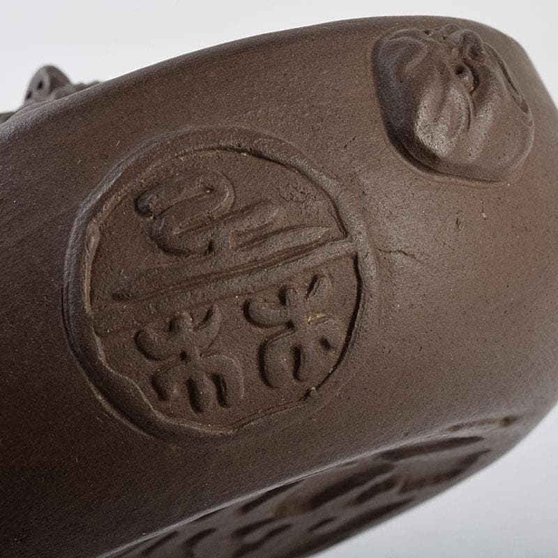 中国　紫砂　朱泥　漢詩人物文　宝瓶　急須　茶壷　C　R9477