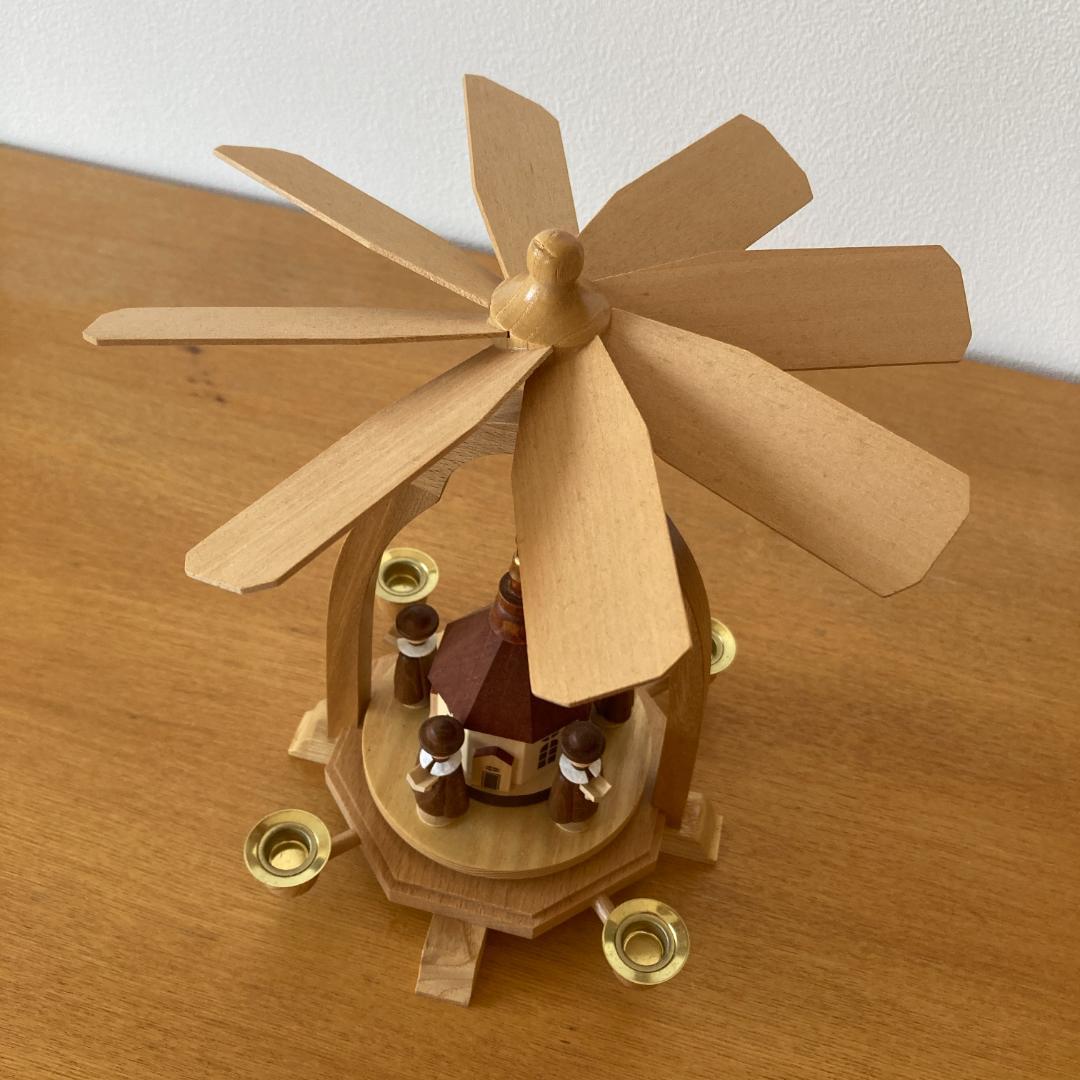 【美品】 ドイツ製 クリスマスピラミッド 聖夜の教会 ウィンドミル