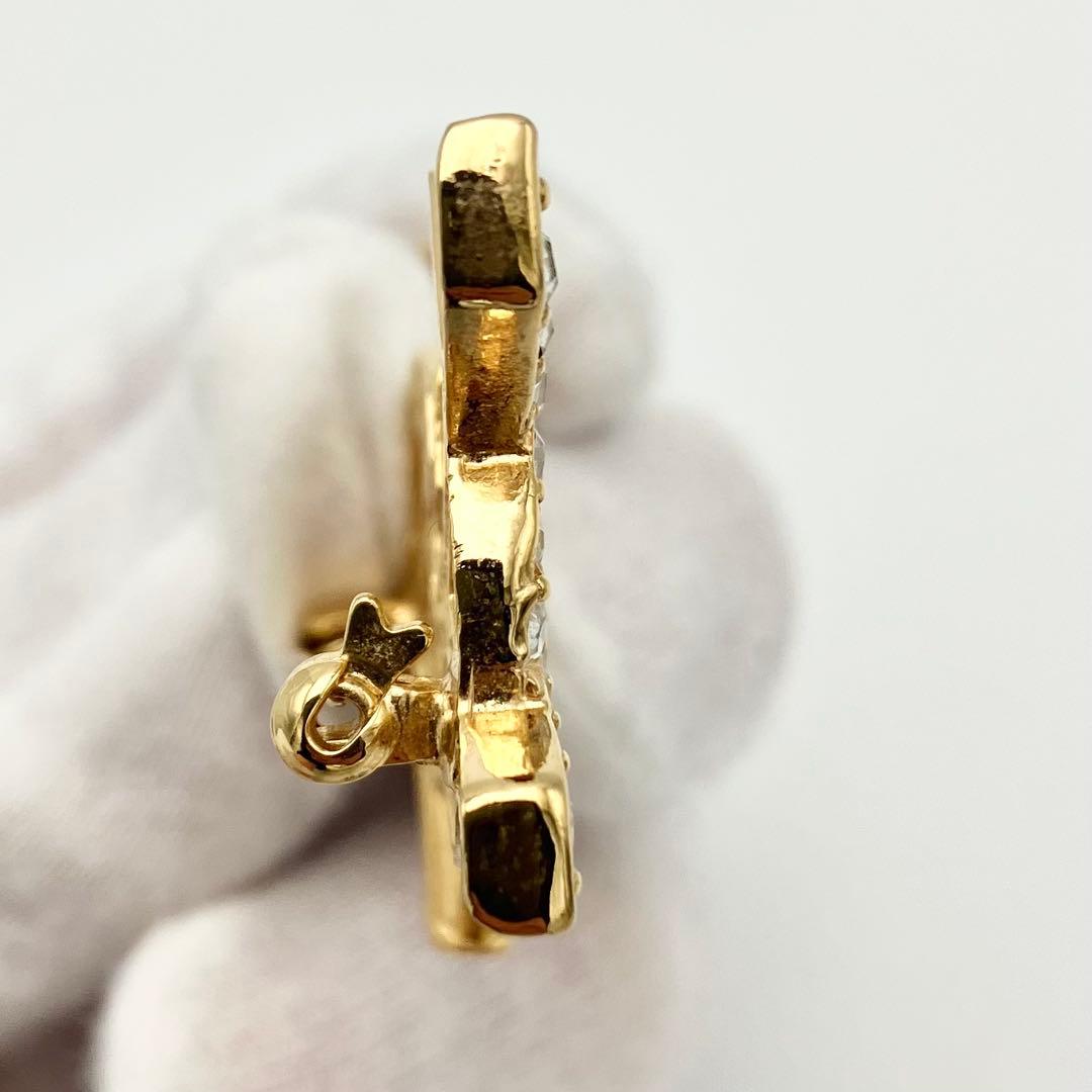 極美品 イヴサンローラン ブローチ カサンドラ YSL ロゴ ラインストーン