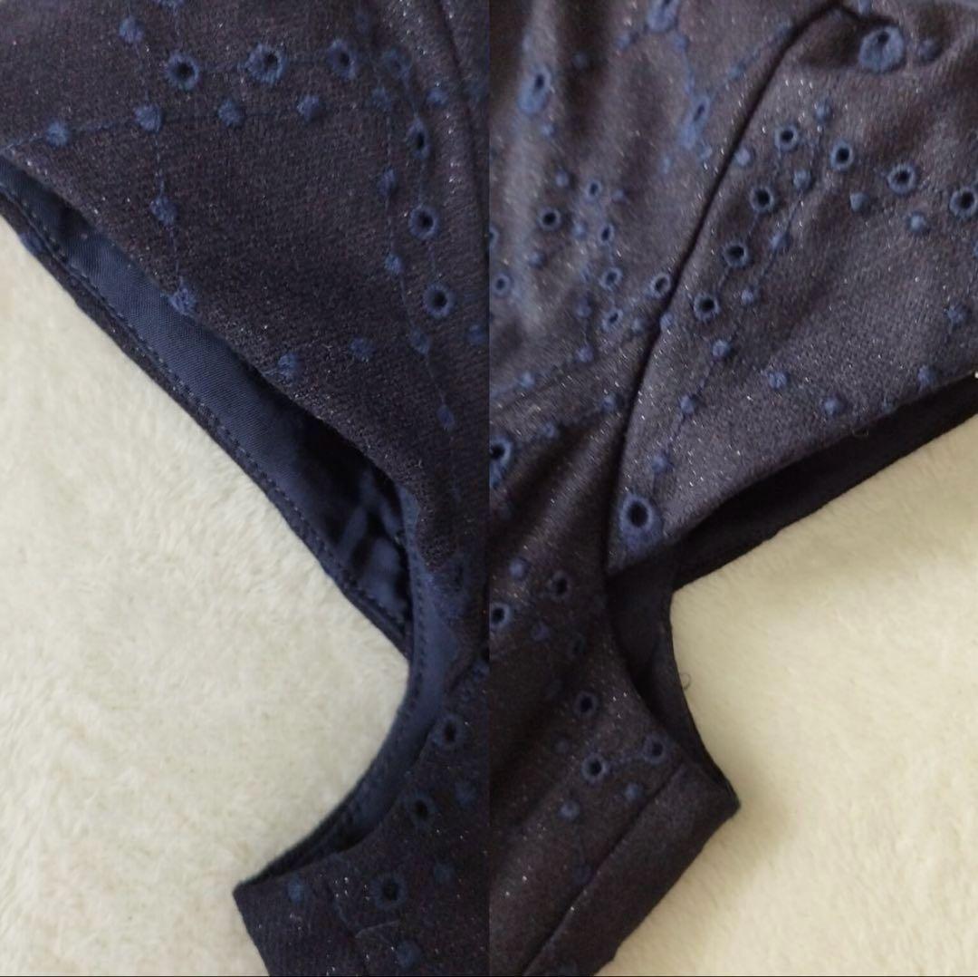 ネイビー 半袖 フレアワンピース