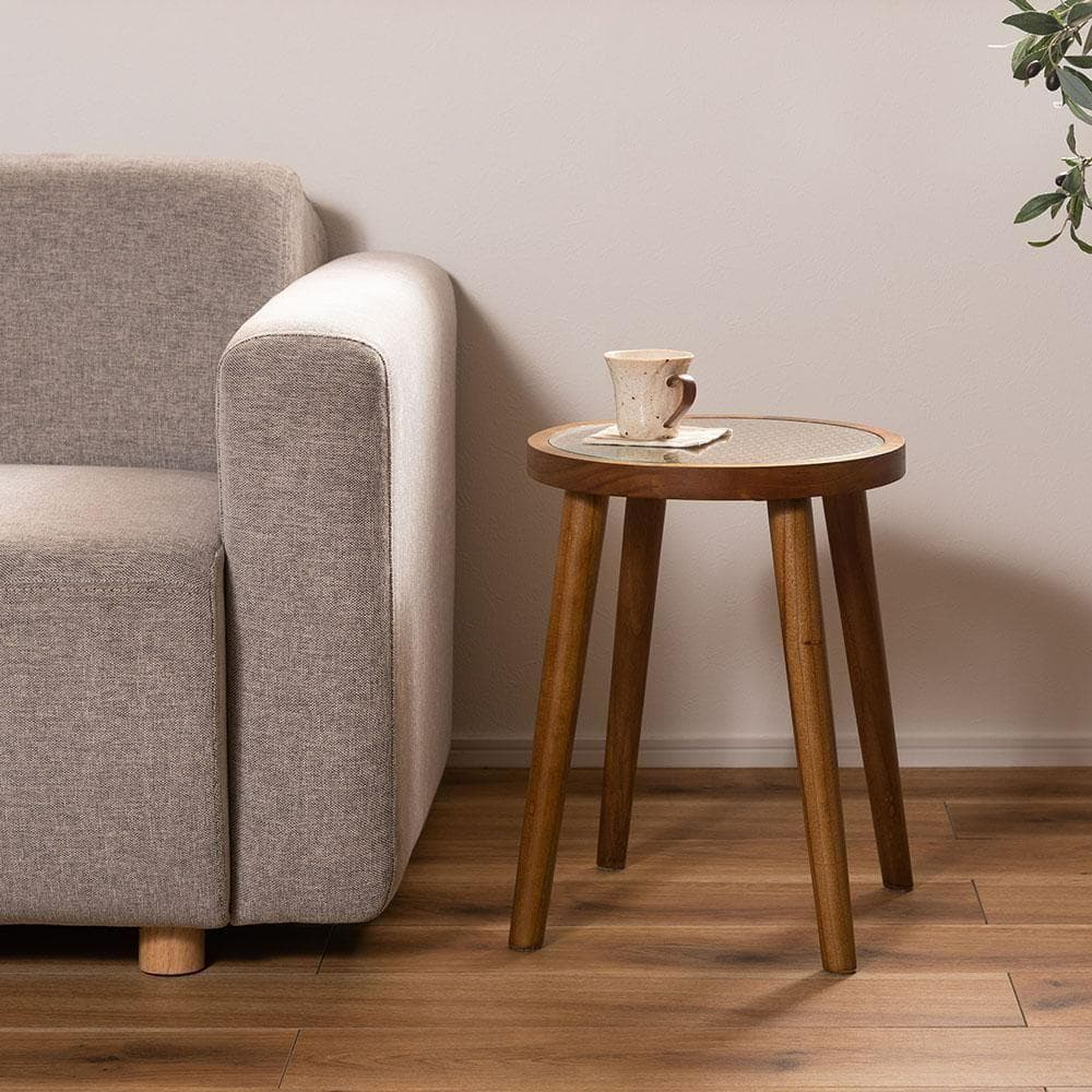 新品 送料込み ラタン ラウンド サイドテーブル S 35×45cm