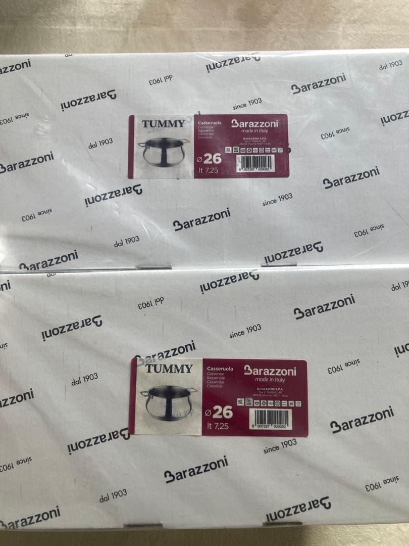 Barazzoni両手鍋ステンレス∅26×H13.6cmキャセロール 2個セット