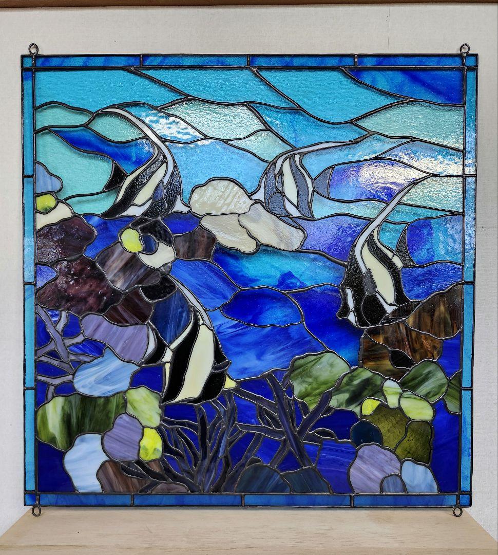 あお・ステンドグラスパネル