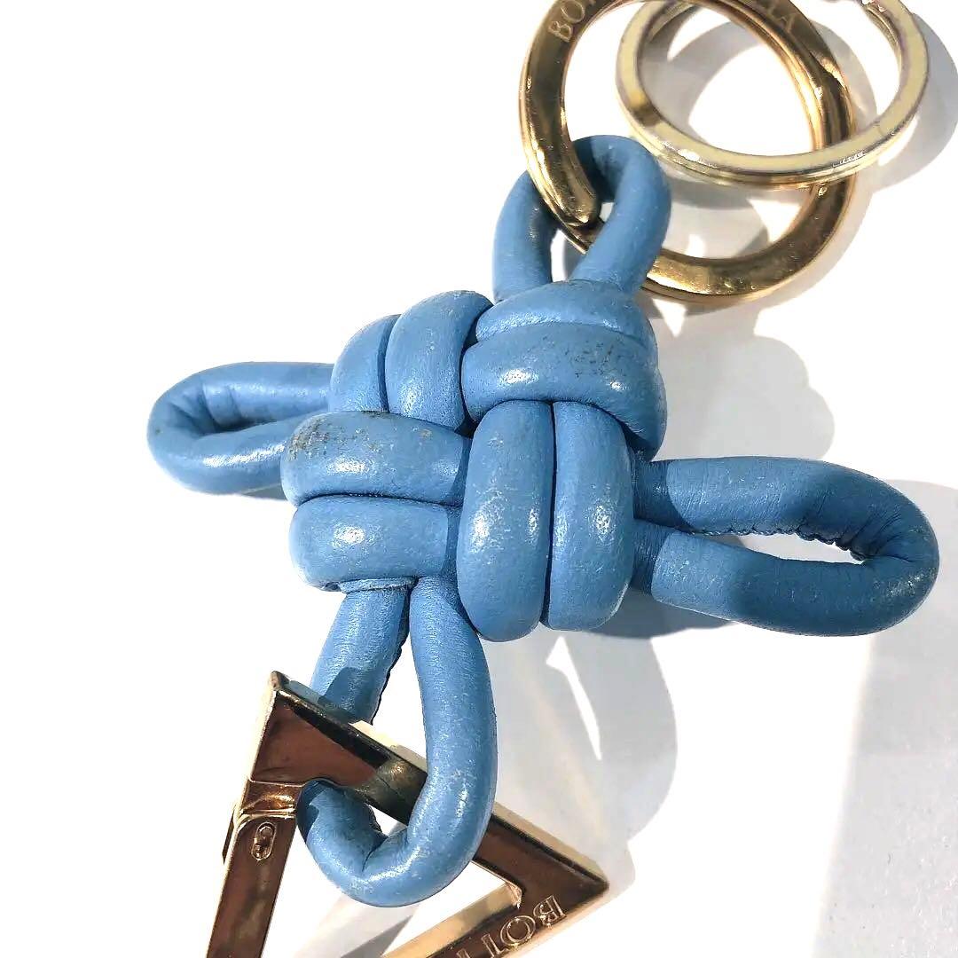 s1566 BOTTEGA VENETA 青 レザー キーリング 男女兼用