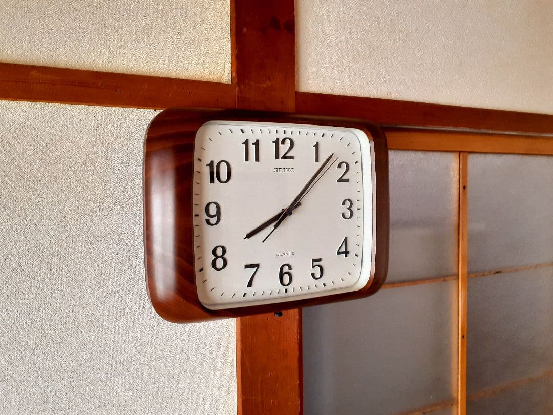 70's　SEIKO　掛け時計　ミッドセンチュリー　ビンテージ　レトロ　スクエア