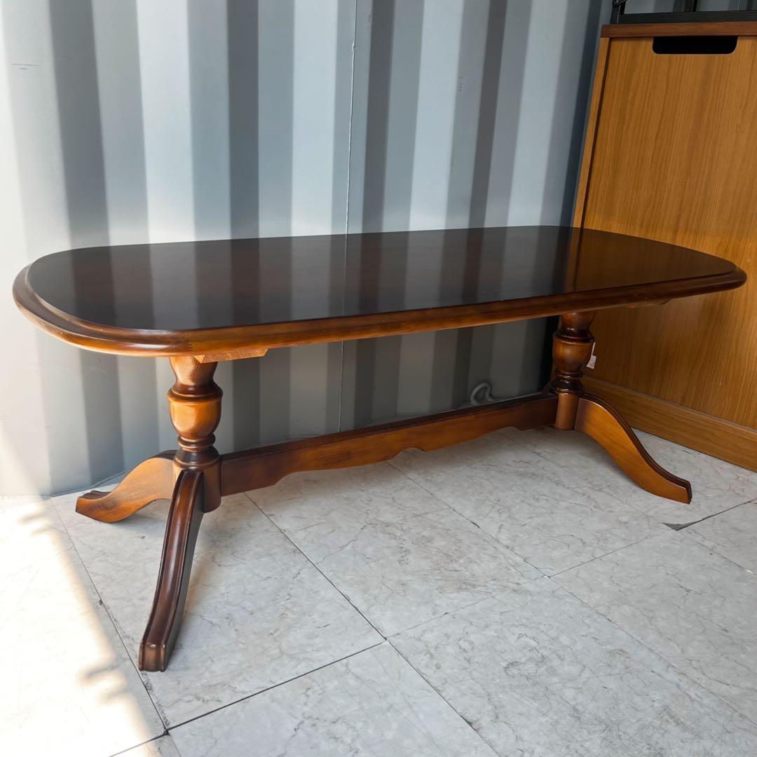 取付無料！カリモク コロニアル TC4010 天然木楕円形センターテーブル✨