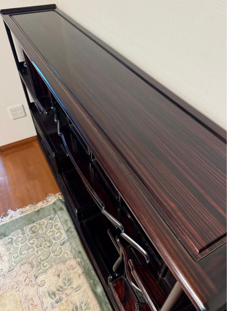 希少な六尺サイズの本紫檀茶棚 唐木家具 和家具 飾り棚 違い棚