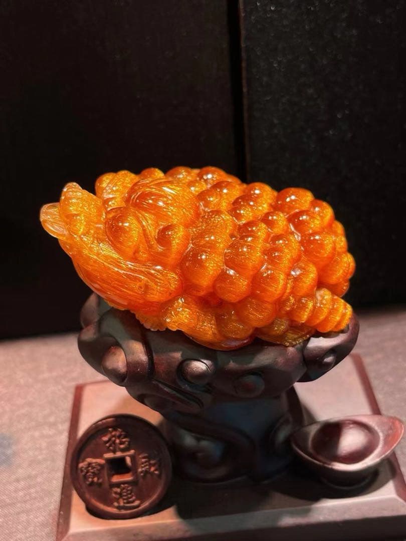 ⭐︎【極上品】天然銅色ゴールドルチルクオーツ 置物 207g