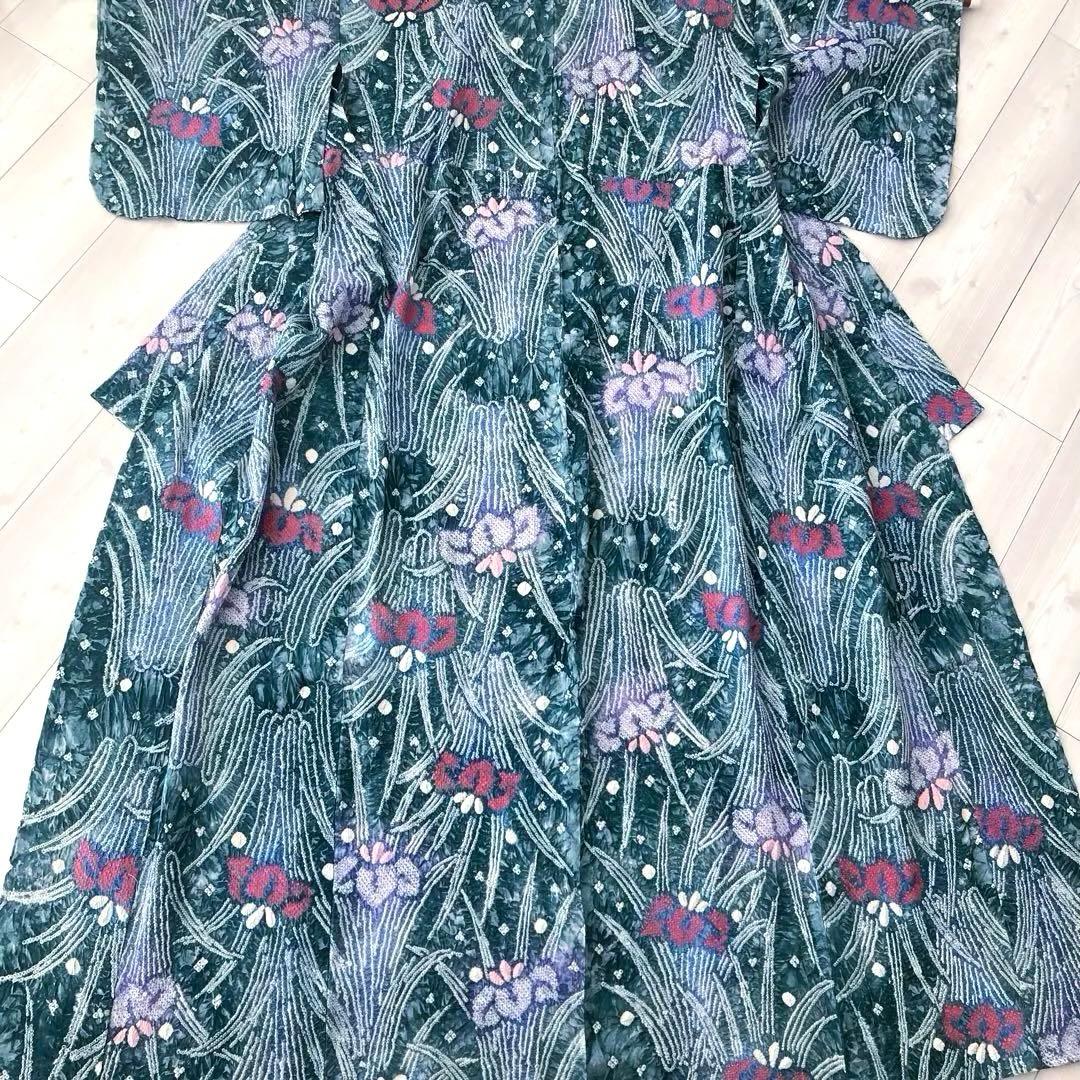 Pearlさま専用 有松絞り浴衣・有松鳴海絞り浴衣　燻んだグリーン　No7-22