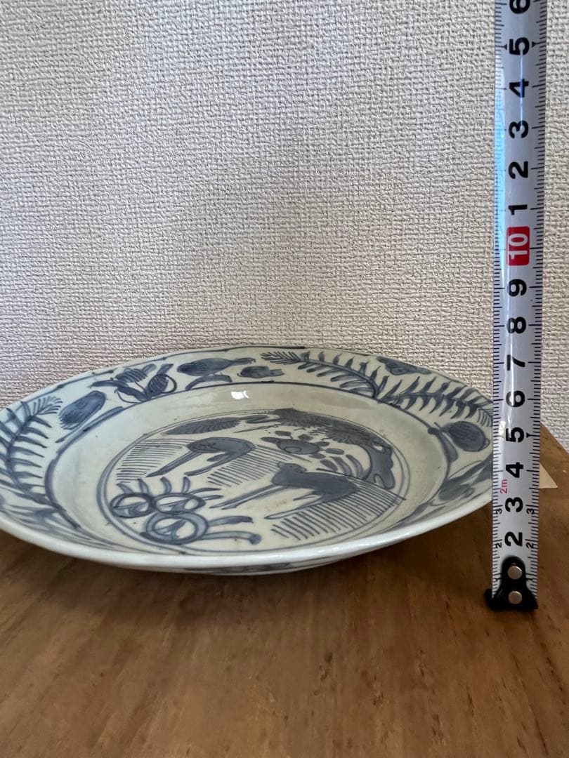 中国古美術明時代染付陶磁皿 古染付 茶道具 骨董 古美術サイズ約21cm.