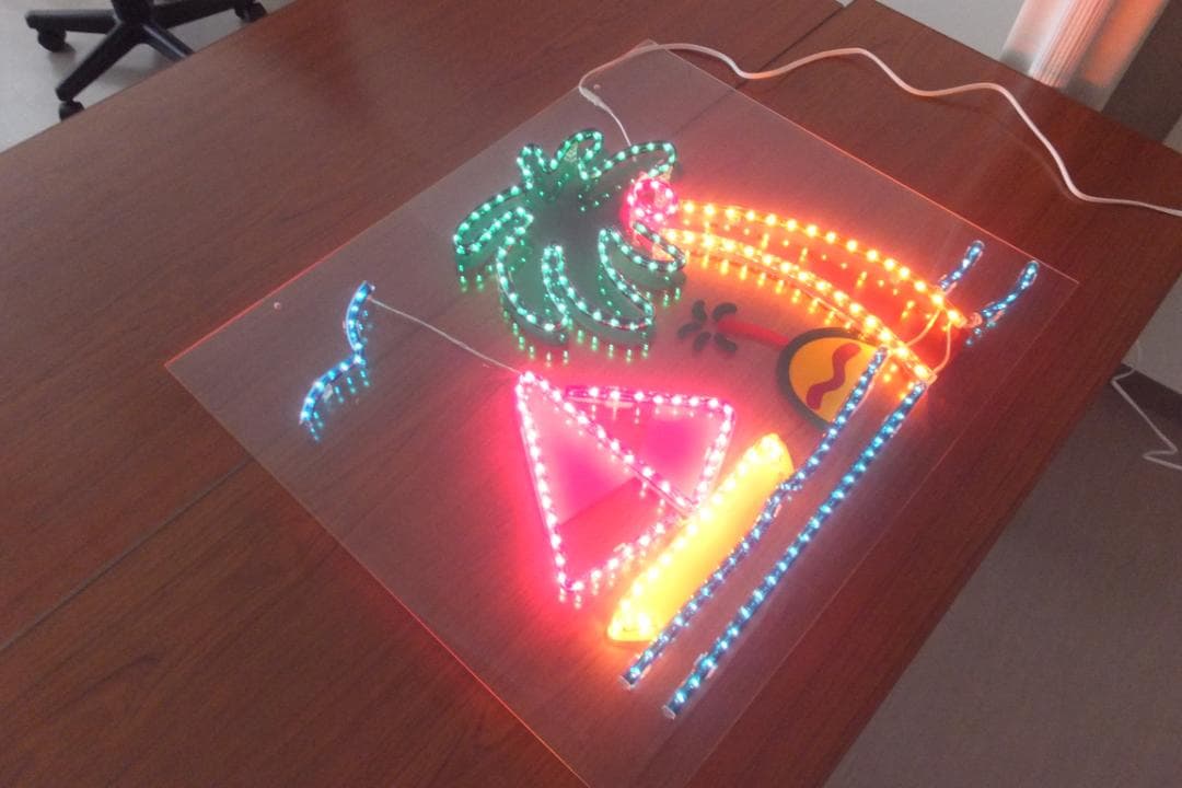 ネオン管（本物）ヨットとヤシの木