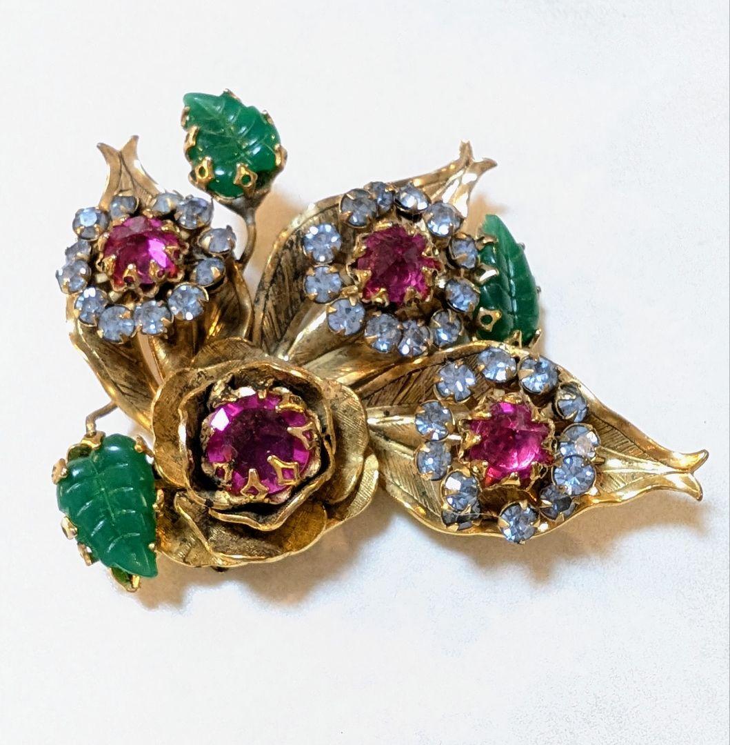 No.0334 シュライナー　 ピンク＆アクアブルー　ブローチ