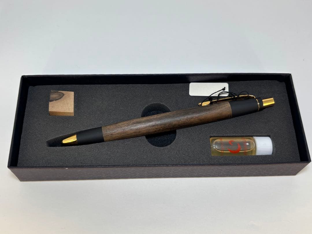 新品未使用 野原工芸 黒柿 シャーペン　金クリップ