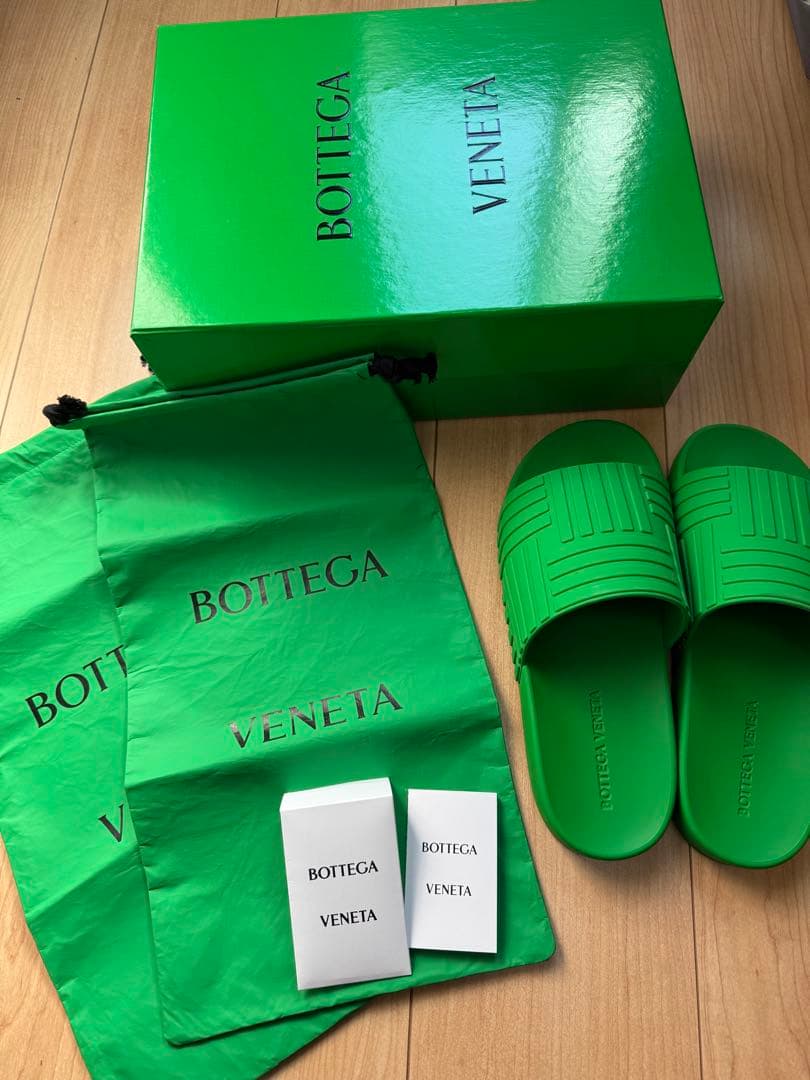 【らい】BOTTEGA ボッテガ　グリーン　スライドサンダル　38 美品