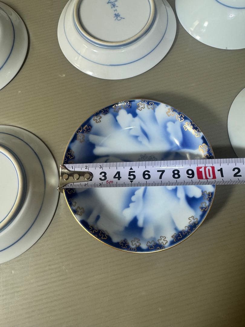 2641 深川製磁　牡丹金ミル　小皿9客　小鉢3客　金彩