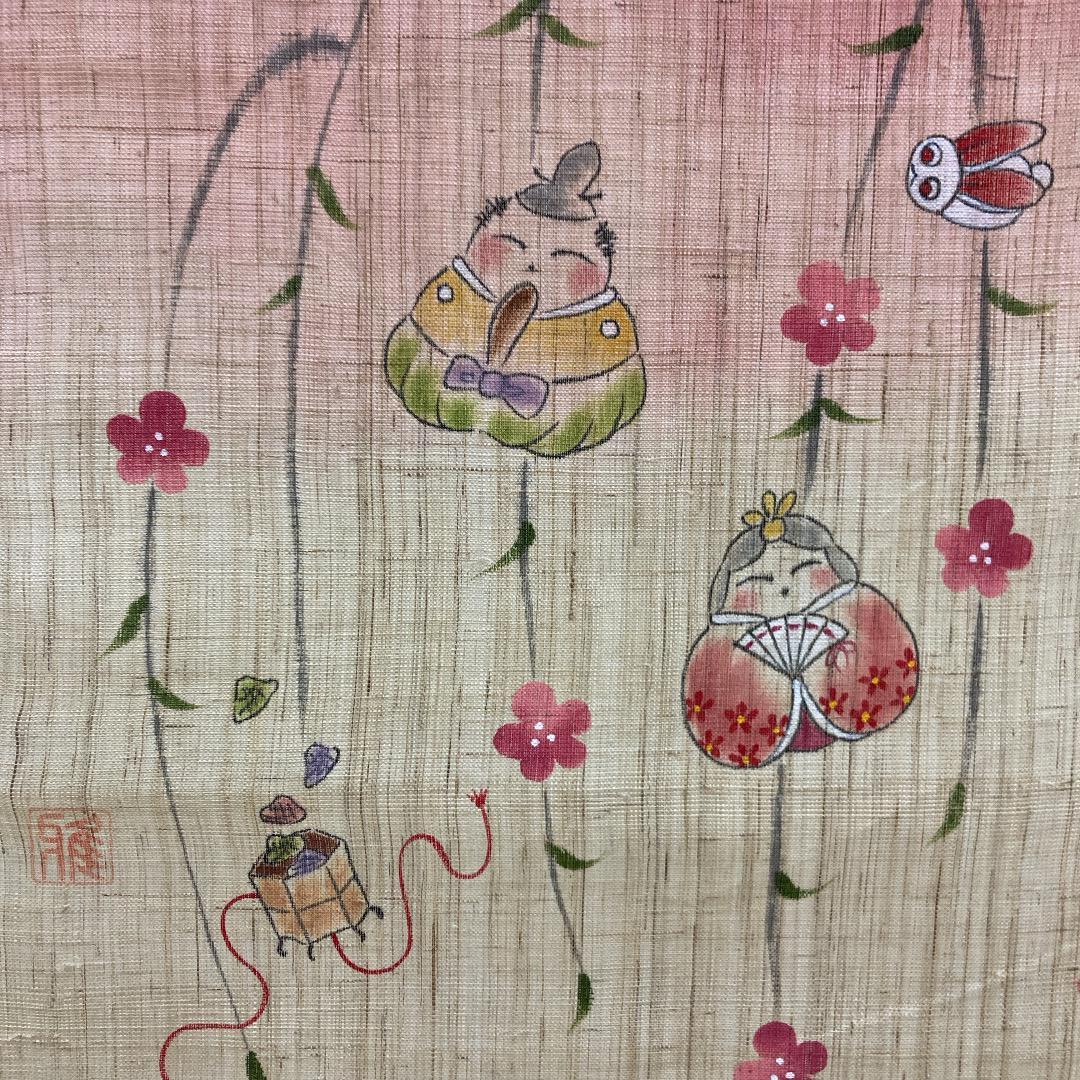 A7-S40 格安！　可愛い　麻タペストリー　ひな人形　インテリア雑貨