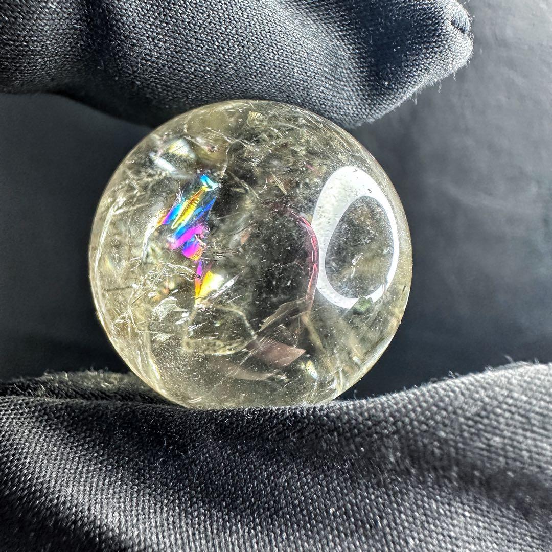 七星陣 【金運· 魔除 ·浄化】レインボー☆スモーキークォーツ丸玉水晶A1181