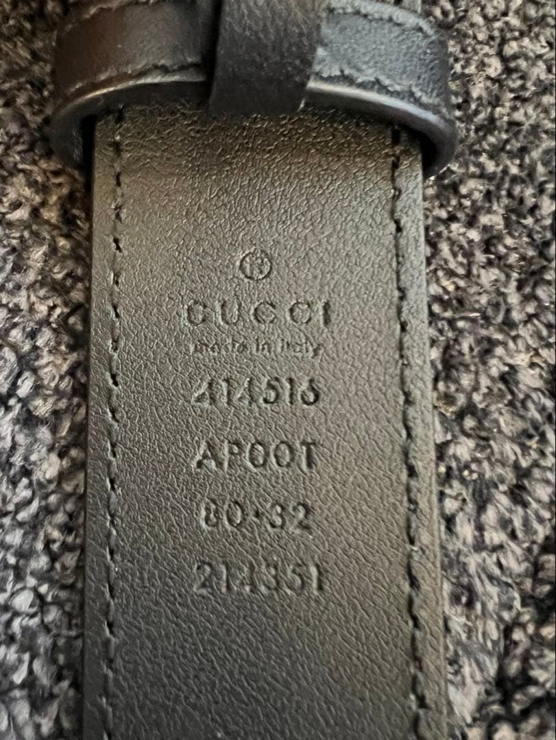 GUCCI ブラックレザー GGマーモント　ロゴ ベルト