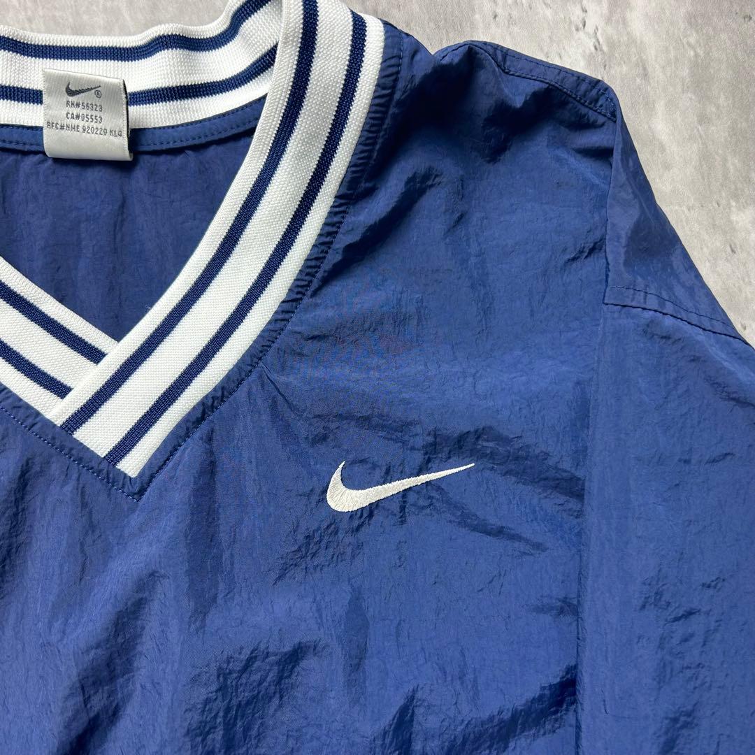 ナイキ 刺繍ロゴ 90s ナイロンジャケットプルオーバー ネイビー M 6057