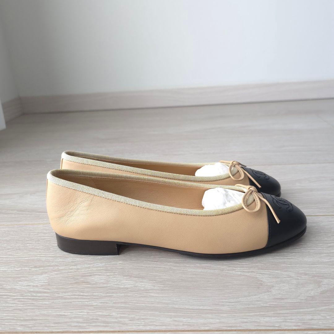 未使用【シャネル】バレリーナ　バレエシューズ　フラットシューズ　35ハーフ